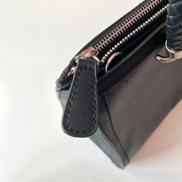 GUESS Monogram Logo Black Braided Handle Handbag Bag Satchel Purse - Picture 5 of 16